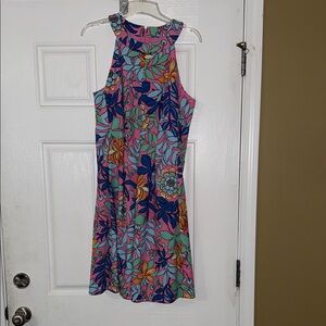 Cappagallo Colorful Floral Midi Dress - Pink and Blue